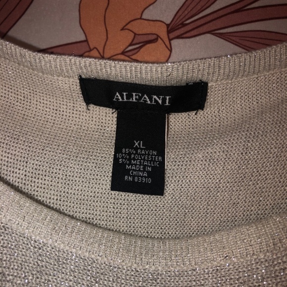 Macys Alfani Festive scoop neck tunic sweater with metallic detail - Picture 3 of 4